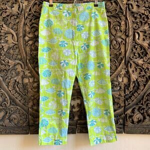 Lilly Pulitzer Crop Pants Size 4 Beach Umbrella Vintage White Tag Cropped Green
